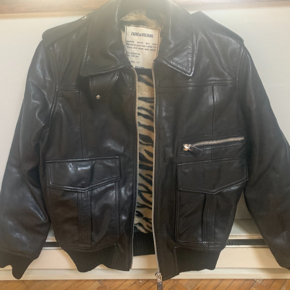 Zadig & Voltaire Luka Leather Fur Lined Jacket XS NWT - Picture 6 of 14